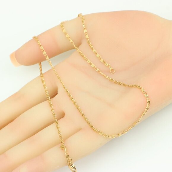 Elegant Rose Gold Plated Chain Necklace with Classic Pattern, XPNL0391 - Picture 4 of 11